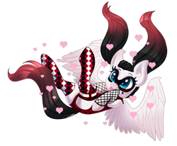 Size: 2391x1972 | Tagged: safe, artist:wicked-red-art, oc, oc only, oc:giggle glider, pegasus, pony, :p, clothes, commission, corset, female, fishnet stockings, heart, mare, mask, simple background, socks, solo, stockings, tattoo, thigh highs, tongue out, transparent background, ych result