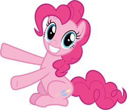 Size: 1600x1389 | Tagged: safe, artist:lahirien, pinkie pie, earth pony, pony, g4, not asking for trouble, .ai available, cute, diapinkes, female, mare, pointing, simple background, sitting, smiling, solo, transparent background, vector