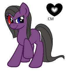 Size: 351x355 | Tagged: safe, artist:targetgirl, oc, oc only, oc:blackheart, earth pony, pony, cutie mark, earth pony oc, female, heterochromia, looking back, mare, solo