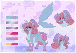 Size: 3580x2512 | Tagged: safe, artist:honeybbear, oc, oc only, oc:clarke, pony, high res, reference sheet, solo