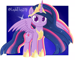 Size: 2343x1920 | Tagged: safe, artist:laylaelvy278, twilight sparkle, alicorn, pony, g4, the last problem, crown, ethereal mane, female, high res, hoof shoes, jewelry, mare, older, older twilight, older twilight sparkle (alicorn), peytral, princess twilight 2.0, regalia, solo, starry mane, twilight sparkle (alicorn)