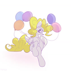Size: 1280x1275 | Tagged: safe, artist:laymy, surprise, pegasus, pony, g4, balloon, cute, female, mare, simple background, solo, white background