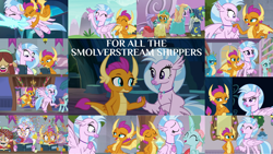 Size: 1280x722 | Tagged: safe, edit, edited screencap, editor:quoterific, screencap, gallus, ocellus, rainbow dash, sandbar, silverstream, smolder, twilight sparkle, yona, alicorn, changedling, changeling, classical hippogriff, dragon, griffon, hippogriff, pony, yak, g4, horse play, non-compete clause, school daze, the hearth's warming club, uprooted, what lies beneath, collage, dragoness, female, interspecies, lesbian, male, ship:smolderstream, shipping, student six, twilight sparkle (alicorn)