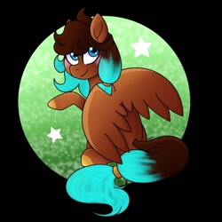Size: 1440x1440 | Tagged: safe, artist:balychen, oc, oc only, pegasus, pony, circle background, looking back, raised hoof, solo