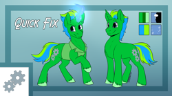 Size: 1280x712 | Tagged: safe, artist:cosmalumi, oc, oc only, oc:quick fix (quickfix), pony, unicorn, magic, male, reference sheet, solo, stallion