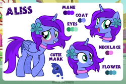 Size: 1200x798 | Tagged: safe, artist:jennieoo, oc, oc only, oc:aliss, alicorn, pony, alicorn oc, happy, horn, reference sheet, sheet, shocked, show accurate, smiling, solo, vector, wings
