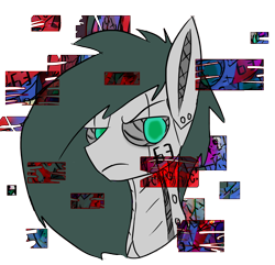Size: 2304x2220 | Tagged: safe, artist:damset, oc, oc:derpy_b0t, earth pony, pony, robot, robot pony, error, glitch, high res, looking at you, male, simple background, solo, stallion, transparent background