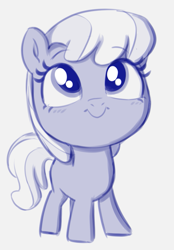 Size: 671x966 | Tagged: safe, artist:heretichesh, cheerilee, earth pony, pony, g4, cheeribetes, cute, female, filly, filly cheerilee, looking at you, looking up, looking up at you, sketch, solo