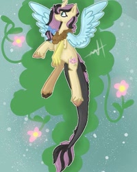 Size: 589x736 | Tagged: safe, artist:random_glitter_productions, oc, oc only, oc:coraliss rose, draconequus, hybrid, draconequus oc, female, interspecies offspring, offspring, parent:discord, parent:fluttershy, parents:discoshy, solo