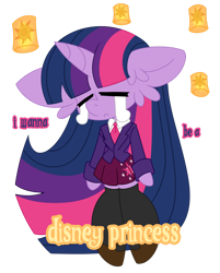 Size: 1280x1595 | Tagged: safe, artist:ladylullabystar, twilight sparkle, anthro, g4, big ears, chibi, clothes, crying, ear fluff, floppy ears, jacket, necktie, simple background, skirt, socks, thigh highs, transparent background, zettai ryouiki