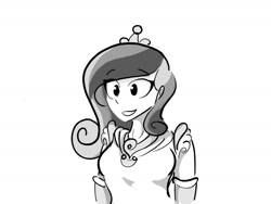 Size: 1280x960 | Tagged: safe, artist:foxcorn17, princess cadance, human, g4, black and white, female, grayscale, humanized, monochrome, simple background, solo, white background