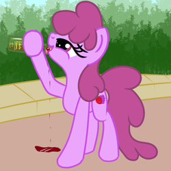 Size: 1200x1200 | Tagged: safe, artist:dafiltafish, berry punch, berryshine, earth pony, pony, g4, alcohol, drinking, drunk, female, go home you're drunk, mare, outdoors, solo, wine