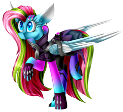 Size: 2563x2340 | Tagged: safe, artist:mediasmile666, oc, oc only, oc:media smile, pegasus, pony, crossover, female, folded wings, high res, mare, overwatch, raised hoof, raised leg, simple background, solo, sombra (overwatch), white background, wings