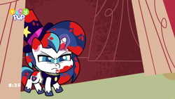 Size: 1024x576 | Tagged: safe, screencap, shining armor, pony, unicorn, g4.5, little miss fortune, my little pony: pony life, spoiler:pony life s02e20, angry, food, frown, male, not blood, png, shining armor is not amused, solo, stallion, tomato, unamused