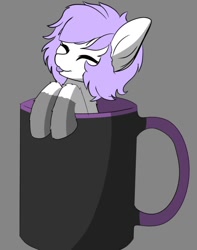Size: 554x704 | Tagged: safe, artist:alistair504, oc, oc only, oc:silvi francele, pony, cup, cup of pony, cute, eyes closed, fluffy, micro, tongue out