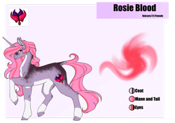 Size: 1920x1358 | Tagged: safe, artist:oneiria-fylakas, oc, oc only, oc:rosie blood, pony, unicorn, female, mare, reference sheet, solo