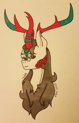 Size: 2010x3116 | Tagged: safe, artist:agdapl, kirin, bust, crossover, glasses, high res, horn, kirin-ified, male, medic, medic (tf2), signature, smiling, solo, species swap, team fortress 2, traditional art