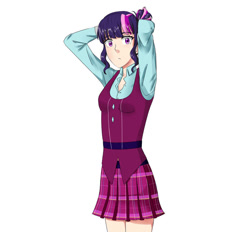 Size: 927x862 | Tagged: safe, artist:strawberrykiwikat, sci-twi, twilight sparkle, human, g4, anime, clothes, crystal prep academy uniform, human coloration, humanized, school uniform, solo