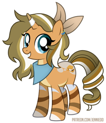 Size: 1034x1200 | Tagged: safe, artist:jennieoo, oc, oc only, oc:s'mores, pony, unicorn, happy, ribbon, show accurate, simple background, smiling, solo, transparent background, vector