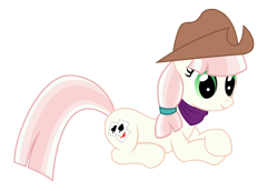 Size: 3407x2342 | Tagged: safe, alternate version, artist:third uncle, penny ante, earth pony, pony, g4, background pony, cowboy hat, cute, female, hat, high res, mare, neckerchief, pigtails, simple background, smiling, solo, stetson, transparent background