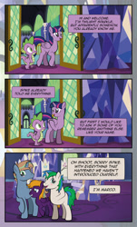 Size: 1920x3169 | Tagged: safe, artist:alexdti, spike, twilight sparkle, oc, oc:brainstorm (alexdti), oc:purple creativity, oc:star logic, alicorn, dragon, pegasus, pony, unicorn, comic:quest for friendship, g4, comic, female, male, mare, stallion, twilight sparkle (alicorn), winged spike, wings