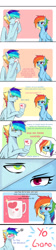 Size: 900x4000 | Tagged: safe, artist:kraytt-05, rainbow dash, oc, oc:philadelfia, pegasus, pony, g4, blushing, comic, drink, drinking, duo, female, male, mare, mother and child, mother and son, mug, offspring, parent:rainbow dash, parent:soarin', parents:soarindash, spanish, stallion