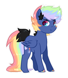 Size: 700x800 | Tagged: safe, artist:kraytt-05, oc, oc:rainbow thunder, pegasus, pony, bandaid, colt, male, multicolored hair, multicolored hooves, offspring, parent:rainbow dash, parent:soarin', parents:soarindash, rainbow hair, simple background, transparent background