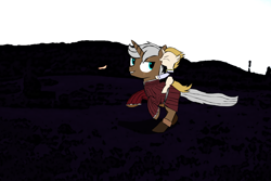 Size: 1920x1280 | Tagged: safe, artist:uncreative, oc, oc:regal inkwell, oc:russet lance, pony, unicorn, clothes, colt, duo, father and child, father and son, like father like son, like parent like child, male, nobility, playing, ponies riding ponies, riding, running, young, younger