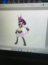 Size: 1280x1707 | Tagged: safe, artist:sugarbugjewelpet, twilight sparkle, lucario, g4, 1000 hours in ms paint, barely pony related, female, photo, picture of a screen, pokefied, pokémon, solo, species swap, twilicario