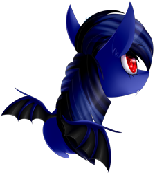 Size: 2316x2589 | Tagged: safe, artist:mediasmile666, oc, oc only, bat pony, pony, bat pony oc, bust, fangs, high res, red eyes, simple background, slit pupils, solo, spread wings, transparent background, wings