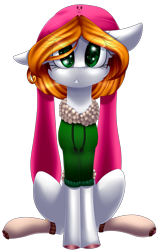 Size: 1773x2804 | Tagged: safe, artist:mediasmile666, oc, oc only, colored hooves, female, floppy ears, hat, looking at you, mare, simple background, sitting, transparent background