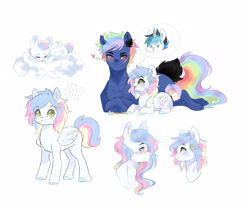 Size: 2400x2000 | Tagged: safe, artist:kraytt-05, oc, oc only, oc:rainbow thunder, oc:zero fire, unnamed oc, pegasus, pony, baby, baby pony, brother and sister, duo, female, filly, freckles, high res, implied gay, implied oc x oc, implied shipping, lying down, male, multicolored hair, multicolored hooves, offspring, parent:princess cadance, parent:rainbow dash, parent:shining armor, parent:soarin', parents:shiningcadance, parents:soarindash, prone, rainbow hair, siblings, simple background, stallion, white background