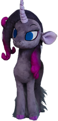 Size: 650x1347 | Tagged: safe, artist:buttercupbabyppg, oleander (tfh), classical unicorn, pony, unicorn, them's fightin' herds, cloven hooves, community related, cropped, female, horn, irl, leonine tail, photo, plushie, simple background, solo, transparent background, unshorn fetlocks