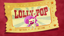 Size: 1920x1080 | Tagged: safe, screencap, fluttershy, pegasus, pony, g4.5, lolly-pop, my little pony: pony life, clown nose, cute, female, flutterclown, happy, hat, mare, red nose, shyabetes, tiny pop, title card