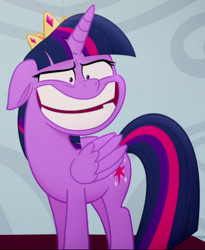 Size: 524x638 | Tagged: safe, screencap, twilight sparkle, alicorn, pony, g4, my little pony: the movie, big smile, creepy, cropped, faic, female, floppy ears, forced smile, great moments in animation, majestic as fuck, mare, smiling, solo, twilight sparkle (alicorn), twilight sparkle is best facemaker, wat, weird