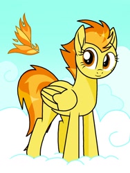 Size: 768x1024 | Tagged: safe, artist:windy breeze, spitfire, pegasus, pony, g4, cloud, cute, female, mare, smiling, solo