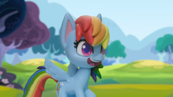 Size: 1920x1080 | Tagged: safe, screencap, rainbow dash, pony, g4, g4.5, my little pony: stop motion short, pillow fight (short), solo, stop motion