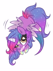 Size: 3000x3991 | Tagged: safe, artist:starlightlore, oc, oc only, oc:dazzling talents, alicorn, pony, alicorn oc, bandaid, chibi, cute, ethereal mane, female, high res, horn, mare, mouth hold, ocbetes, solo, starry mane, wings