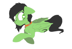 Size: 1085x740 | Tagged: safe, artist:enragement filly, oc, oc only, oc:filly anon, pegasus, pony, collar, female, filly, heart eyes, lying down, prone, simple background, solo, transparent background, wingding eyes