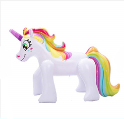 Size: 547x527 | Tagged: safe, inflatable pony, pony, unicorn, inflatable, photo, sprinkler