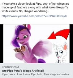 Size: 714x756 | Tagged: safe, edit, edited screencap, screencap, pipp petals, oc, oc:dr. wolf, pony, g5, my little pony: a new generation, spoiler:my little pony: a new generation, 3d, female, mare, wings