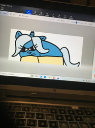 Size: 1280x1707 | Tagged: safe, artist:sugarbugjewelpet, trixie, pony, unicorn, g4, 1000 hours in ms paint, angry, female, fishcake, food transformation, inanimate tf, mare, photo, picture of a screen, simple background, solo, transformation, white background