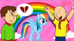 Size: 1280x720 | Tagged: safe, rainbow dash, g4, 1000 hours in ms paint, boris (caillou), caillou, caillou (character), crossover, goanimate, male, rainbow, vyond