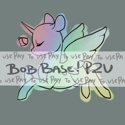 Size: 800x800 | Tagged: safe, artist:lavvythejackalope, oc, oc only, alicorn, pony, alicorn oc, bald, base, eyes closed, gray background, horn, obtrusive watermark, pay to use, simple background, solo, watermark, wings