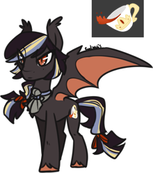 Size: 849x963 | Tagged: safe, oc, oc only, bat pony, pony, bat pony oc, bat wings, cup, male, one wing out, signature, simple background, solo, stallion, teacup, transparent background, unshorn fetlocks, wings