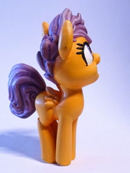 Size: 1125x1500 | Tagged: safe, artist:pessimizer, scootaloo, pegasus, pony, g4, 3d print, cute, cutealoo, female, figurine, filly, happy, irl, jumping, photo, smiling, solo
