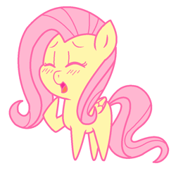 Size: 834x822 | Tagged: safe, artist:mayaliicious, fluttershy, pegasus, pony, g4, blushing, chibi, cute, daaaaaaaaaaaw, eyes closed, missing cutie mark, open mouth, pointy ponies, shyabetes, simple background, solo, transparent background