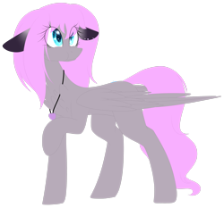 Size: 2535x2365 | Tagged: safe, artist:mediasmile666, oc, oc only, pegasus, pony, art trade, female, floppy ears, folded wings, high res, jewelry, mare, pendant, raised hoof, simple background, transparent background, wings