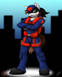 Size: 960x1200 | Tagged: safe, artist:miniferu, oc, oc only, earth pony, anthro, clothes, cosplay, costume, male, solo, swat kats