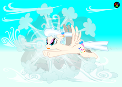 Size: 6062x4334 | Tagged: safe, artist:kyoshyu, oc, oc only, oc:gallery dart, pegasus, pony, absurd resolution, cloud, female, flying, mare, solo, tongue out